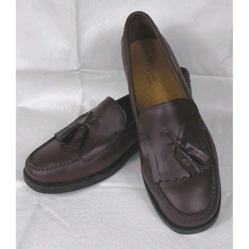 NIB VTG Bass Weejuns Marietta 2 Burgundy Kiltie Tassel Loafers 8.5 W Brazil